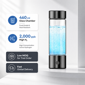 2025 portatile 460ml di vetro idrogeno bottiglia di acqua generatore 1000 <span class=keywords><strong>Ppb</strong></span> con inalatore USB ricaricabile per uso domestico all'aperto - Product Image 1