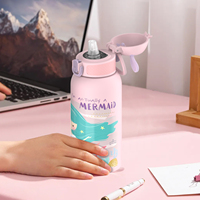Botella Térmica Infantil SilverJet de Acero Inoxidable con Diseño de Sirena, 550 ml, Portátil, Tapa Libre de BPA, Mantiene la Temperatura de 12 a 24 Horas