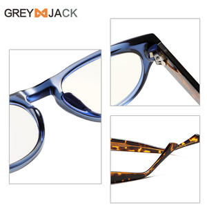 Lunettes de vue Greyjack rétro à monture ronde bloquant la lumière bleue, unisexe, monture complète, verres en acrylique, protection anti-lumière bleue - Product Image 1