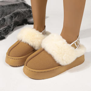 Pantuflas de suela gruesa para mujer, con forro polar para mayor calidez, estilo popular en internet, pantuflas de algodón afelpadas. - Product Image 6