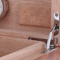 Boîte à cigares artisanale en bois grainé de burl, doublée de cèdre espagnol, avec hygromètre et humidificateur, étui de rangement de bureau