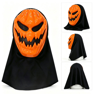 Masque de citrouille <span class=keywords><strong>mal</strong></span>éfique d'Halloween, masque de tête de <span class=keywords><strong>Jack</strong></span> O' Lantern effrayant, accessoire de cosplay pour manoir hanté et séance photo d'horreur - Product Image 4