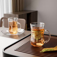 Ensemble de verres à thé turcs 150 ml, tasses à thé marocaines vintage dorées avec poignée pour boissons chaudes et froides