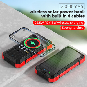Batería Externa Solar Portátil al por Mayor con Logotipo, 20000 mAh, Carga Rápida de 12 V, Cables Integrados Tipo C para Teléfono Celular - Product Image 3