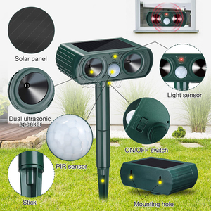 Solarbetriebener Ultraschall-Abwehrgerät gegen Ratten, Eichhörnchen, Rehe, Stinktiere, Kaninchen, Maulwürfe, Hunde, Katzen, Wasserdichter Solar-Vertreiber mit Bewegungsmelder - Product Image 3