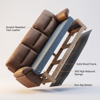 Ensemble de canapés d'appoint de loisirs, en similicuir, 1/2/3 places, pour salon et mobilier de bureau
