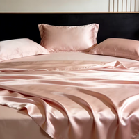 Drap-housse 100 % soie écologique 400 fils/cm² avec fermeture enveloppe tissée, style satin uni rafraîchissant