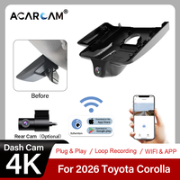 Cámara para Coche ACARCAM 4k HD de Doble Lente con Conexión Wifi, Grabación en Bucle, Visión Nocturna Superior, Grabadora de Video DVR para Toyota COROLLA