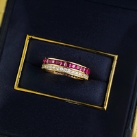 Bague de fiançailles en argent S925 à double rangée de zircons pour mariage - Cadeau tendance