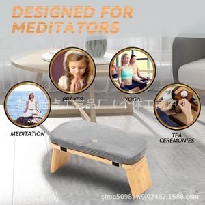 Tabouret de méditation en bambou 43x17.8x20.8cm, banc de yoga pliable, siège à genoux portable pour la pratique à domicile, utilisation unisexe - Product Image 4
