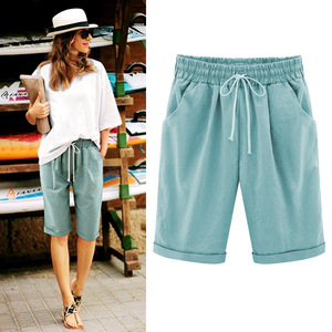 Shorts décontractés d'été 2026 pour femmes, <span class=keywords><strong>grande</strong></span> <span class=keywords><strong>taille</strong></span>, amples, longueur genou, style capri, fins, 5 poches - Product Image 3