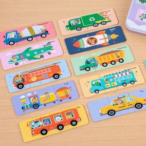 Tin <b>Box</b> 3 Pieces <b>Puzzles</b> Cute Design Baby Safe Colorful Wooden Toy Animals Vehicle Jigsaw <b>Puzzle</b> for Kids - Product Image 3