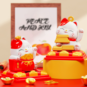 แมวกวักพลังงานแสงอาทิตย์ ของตกแต่งบ้าน/สำนักงาน ทำจากพลาสติก - Product Image 5