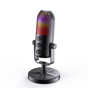 Nouveau microphone USB sans fil RGB pour jeux SU1T, microphone à condensateur 24 bits/44 kHz, 7 couleurs de lumière, boutons de <span class=keywords><strong>volume</strong></span>/moniteur/écho, réduction du bruit - Product Image 1