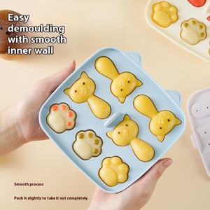 Moule à gâteau en silicone mignon à thème chaton résistant aux hautes températures moule à gâteau de riz à griffes de bébé chat pour la nourriture complémentaire des enfants - Product Image 5