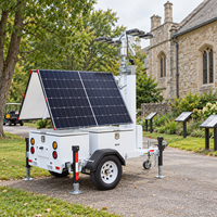 Tour d'éclairage solaire mobile sur remorque, système d'éclairage LED hors réseau avec batterie de secours pour l'exploitation minière et la construction