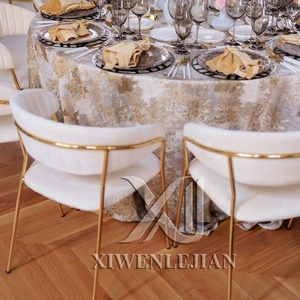 Nordischer Wohnzimmer-Esszimmerstuhl, weiß gepolsterter Hochzeitsstuhl für Empfänge, Stahlrahmen, Hotel-Party-Eventstuhl - Product Image 6