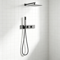 Ensemble de douche HONGDEC gris anthracite, 2 fonctions, douche de plafond carrée avec douchette à main, système de douche moderne pour salle de bain, pour hôtel