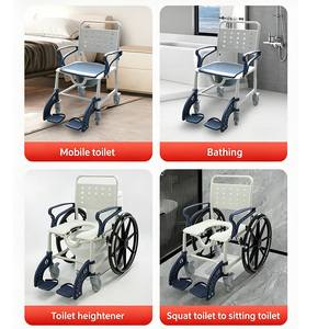 Silla de Ducha y Inodoro Plegable Portátil, 3 <span class=keywords><strong>en</strong></span> 1 Multifuncional, Equipo de Atención Médica Domiciliaria para Personas <span class=keywords><strong>Mayores</strong></span>, Respaldo de Plástico - Product Image 5