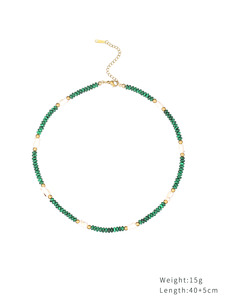 Ручной работы, изысканная простая цепочка на ключицу для девочек, незамысловатое ожерелье из натурального камня, ожерелье из хрусталя, колье из нержавеющей стали - Product Image 4