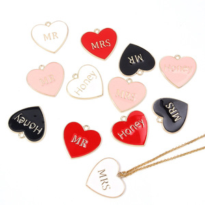 Ciondolo a Cuore in Lega con Effetto Goccia d'Olio, Accessori per Gioielli MRS <span class=keywords><strong>MR</strong></span> Love, Collana Fai-da-Te per Coppie di San Valentino - Product Image 3