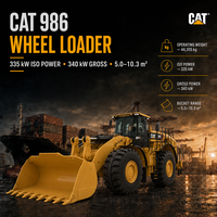Chargeuse frontale Cat 986 de 44,4 tonnes avec godet de 5,0-10,3 m³ pour le chargement en carrière