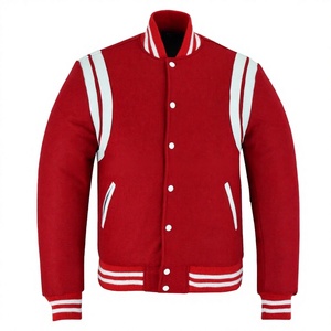 2026 Most Demanding Premium <b>Red</b> <b>Wool</b> With Stand Collar Varsity Jacket Men's White Leather Trims Plus-Size Winter Heated Jackets - Product Image 1