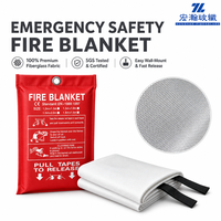 Couverture anti-feu d'urgence en fibre de verre 100% certifiée SGS, à libération rapide, pour usage domestique, 1m x 1m, 0,45mm