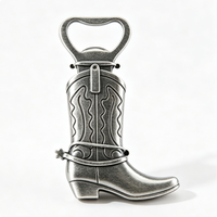 Abridor de Botellas con Forma de Bota de Vaquero Moderna Plateada, Figura de Aleación de Zinc Fundida a Presión, Decoración para el Hogar, Tema Antiguo