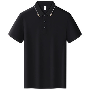 Polo Shirt Black Polyester Short Sleeve Solid Color Workwear Daily Use - Product Image 1