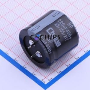 Condensateur électrolytique en aluminium à encliquetage HP2W221MS300S68CV0, composant traversant (THT), D35xL30mm 220uF 20% 450V 10mm - Product Image 1