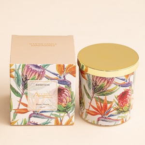 Bougie parfumée en cire de soja personnalisée en gros <span class=keywords><strong>avec</strong></span> des motifs colorés, des pots en verre et un couvercle - Cadeau de Diwali pour les bars et les mariages - Product Image 2