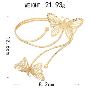 Brazalete de apertura ajustable chapado en oro, joyería de moda para el cuerpo, brazalete de mariposa de Metal para mujer - Product Image 6
