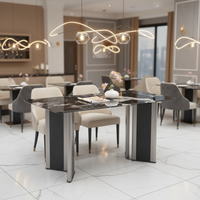 Ensemble de table à manger en marbre carré minimaliste nordique moderne, design luxueux en bois, meubles de maison pour salle à manger