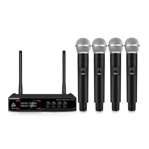 Profissional 4 Canais Karaoke Handheld Microfone Sem Fio VHF Microfone Dinâmico