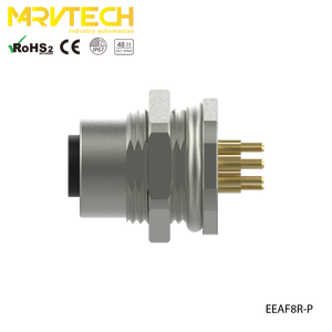 Conector M12 Marvtech EtherNet Cat5e Macho de 8 Polos para Montaje Trasero en Riel, Resistente al Agua - Product Image 3