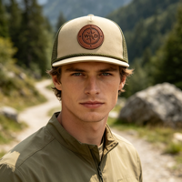 Casquette de sport en polyester respirant à séchage rapide de haute qualité avec logo en cuir découpé au laser et trous d'aération – Gorras