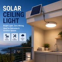 Plafonnier solaire LED 300W à économie d'énergie avec télécommande et détecteur de mouvement pour éclairage intérieur/extérieur de gazebo, patio, balcon, abri de jardin