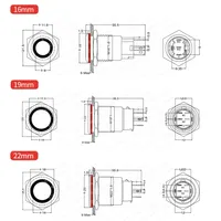 Interrupteur à bouton-poussoir métallique momentané et verrouillable Sweideer 16mm/19mm/22mm/25mm, étanche IP65, pour contrôle industriel électronique 1NO1NC
