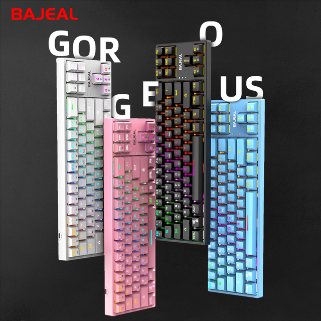 Bajeal K71 Small and Practical 70% Ergonomic Gaming Keyboard Blue Switch Gamer Custom Keyboard for Pc Laptop