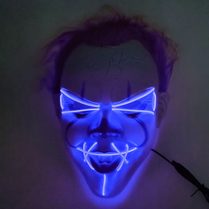 Carnaval <span class=keywords><strong>Payaso</strong></span> Volver al alma Cosplay Máscara Resplandor Mascarada Fiesta Horror Prop Luz fría Navidad Boda Máscara <span class=keywords><strong>de</strong></span> metal Accesorios impresos - Product Image 4
