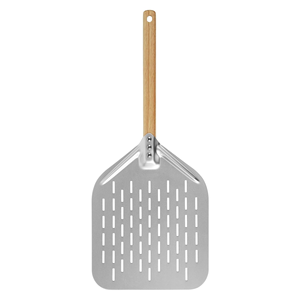 Pelle à pizza perforée en acier inoxydable de 15 x 12 pouces avec manche en TPR - Product Image 2