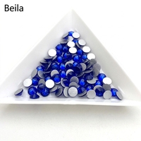 Strass en cristal à dos plat, non thermocollant, couleur saphir bleu royal, en vrac, pour bijoux artificiels, ongles et beauté