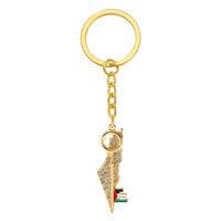 Vente chaude arabe Palestine clé carte porte-clés en gros moyen-orient métal pendentif bijoux islamique porte-clés plaqué Palestine