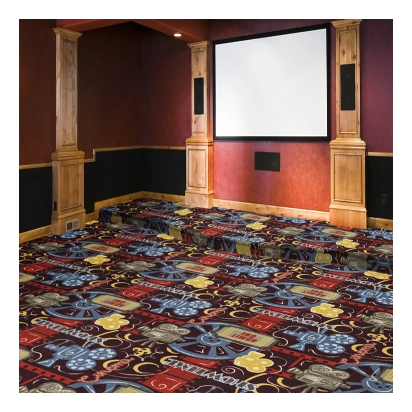 Mesin karpet nilon cetak lantai lembut bioskop lorong Hotel karpet bioskop