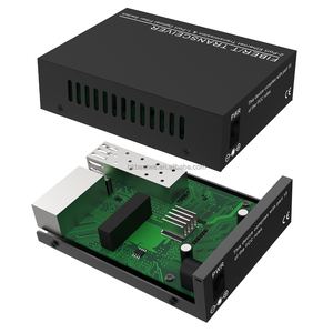 Transceptor Óptico Gigabit 1SC 2RJ45, Módulo Óptico SFP, Interfaz Ethernet, Conversor de Medios de Fibra Óptica - Product Image 1