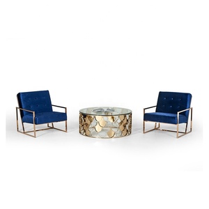 Mueble de salón de estilo conciso, mesa de cristal redonda moderna, mesa de centro con Base de acero inoxidable - Product Image 4