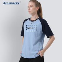 T-shirt à manches courtes Kuenzi 270GSM en coton lourd 100% anti-boulochage avec couleurs contrastées, style Unisply pour femmes