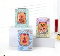Nouveau miroir compact 3D à paillettes liquides motif animal mignon, design rond double face, miroir de poche portable pour étudiants et maquillage en voyage