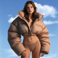 Veste d'hiver personnalisée de luxe courte matelassée 800FP en duvet pour femme, haute qualité, softshell, pour l'extérieur